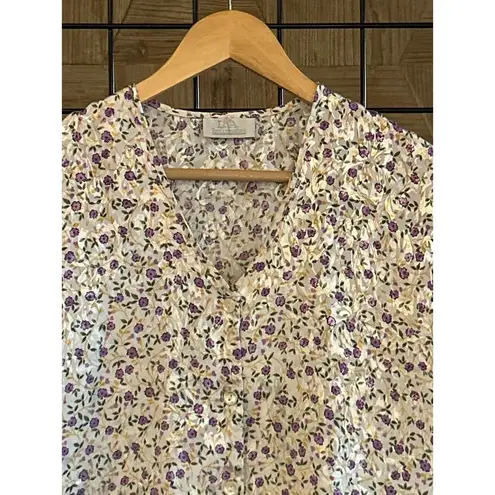 L.A. Intimates Nightgown S/M White Purple Floral Short Sleeve Fairycore