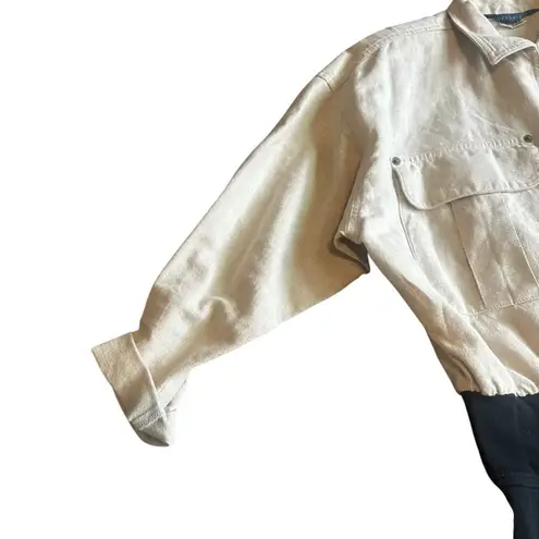 Seattle Gear Linen Cotton Jumpsuit Vintage 80s Retro Zip Down Size Large Women's Tan