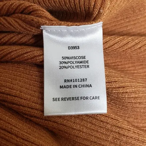 Alexia Admor Womens M Eliah Long Sleeve Knit Midi Dress in Tan NEW