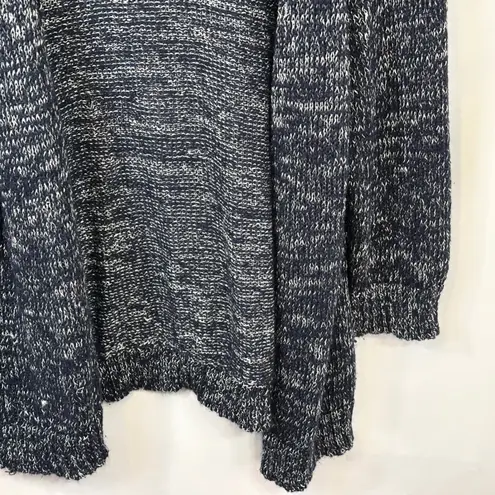 kim rogers XL Cardigan Blue White Marled Knit Sparkly Open Front Sweater 1733
