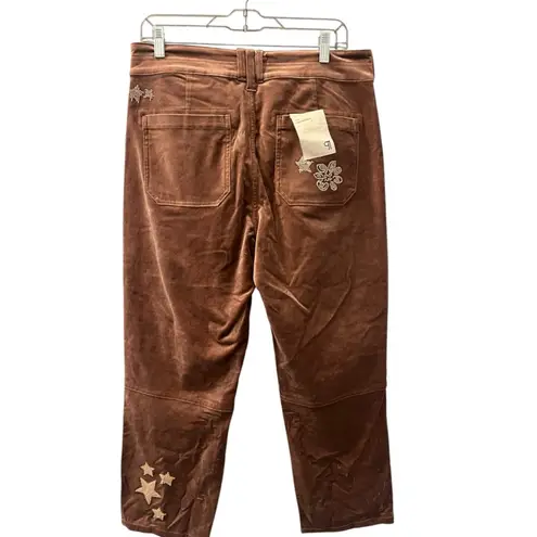 Anthropologie Pilcro NWT Velvet Beaded Wanderer Pants Size 29 Copper Bronze $158 Brown