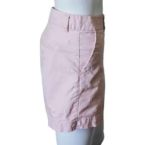 Old Navy  Pink Pastel Daisy Embroidered Everyday Flat Front Shorts Size 10