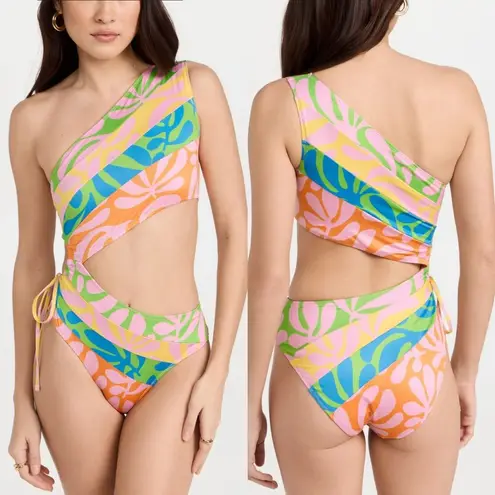 Solid & Striped NWT The Randall One-Piece Mixed Leaf Print One-Shoulder