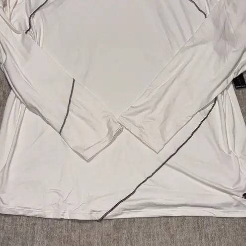 Tahari NWT 3X  long sleeve tunic tee cream and brown ringer round collar light thumbnail 3