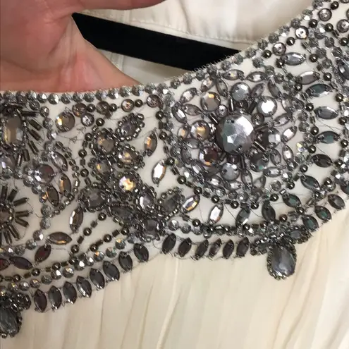 Marchesa Notte Silk Dress Embellished Beaded Neck bridal engagement wedding Size 10