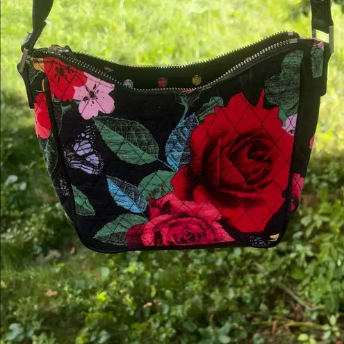 Floral Quilted Shoulder Bag Black
