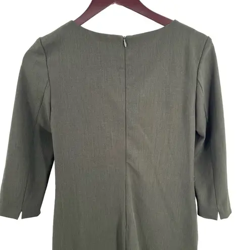 MM.LaFleur Etsuko Dress Womens 0P Green 3/4 Sleeve WonderTex Business Work
