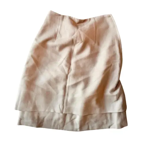 Armani Collezioni Giorgio Armani Beige Wool Blend Layered Skirt, IT 38/US 4