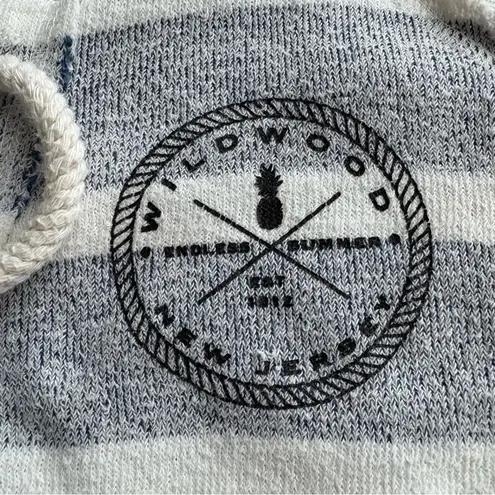 Blue Gray Striped Women's Hoodie Wildwood NJ size S