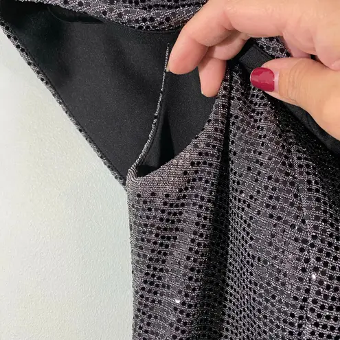 Vintage Betsy & Adam Full Silver Sparkle Off Shoulder Gown Size 8 Made in USA