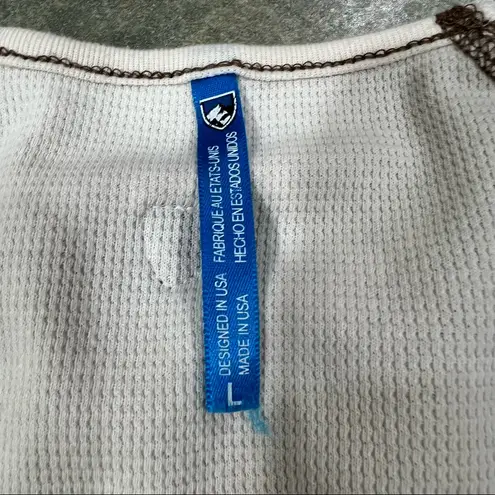 Kuhl Tan Thermal Henley Waffle Knit Scoopneck Long Sleeve Top Women's Sz L Base