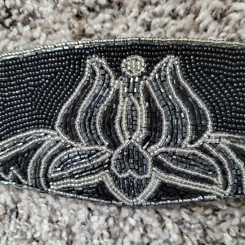 La Regale  Black and Silver Beaded Belt