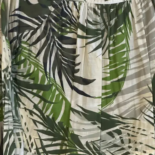 Elie Tahari Tropical Palm Leaf Print Square Neck Blouse Top M bohemian