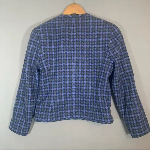 Pendleton Wool Skirt Suit Blue and Black Plaid Size 6P Blazer Size 10P Skirt