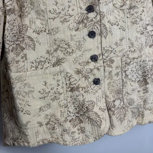 J.Jill Blazer Jacket Women L Petite Beige Floral Button