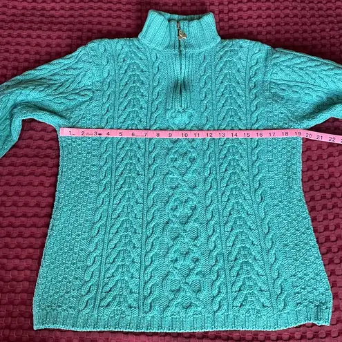 Aran Crafts Ireland Women’s 100% Merino Wool Cable Knit Sweater Pullover Zip Size S