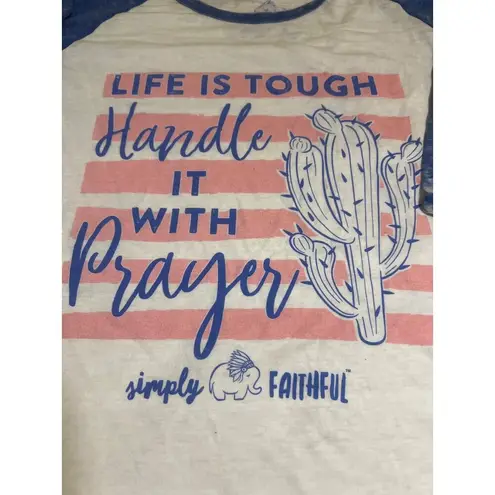 Simply Faithful Graphic Raglan Shirt Burnout Fabric Handle It With Prayer Sz 2XL
