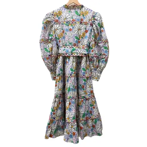 CELIA B Oliver Floral Scalopped Embroidered Midi Dress Size L White Size L