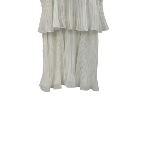 Ramy Brook Shauna Dress Pleated Tiered Chiffon Ivory White Size Small