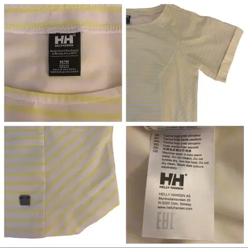 Helly Hansen Sunny Lime Stripes Quick Dry Boatneck Short Sleeve Top Size M