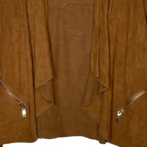 French Laundry Womens Waterfall Cardigan Brown Microfiber Fly Away Waterfall XL