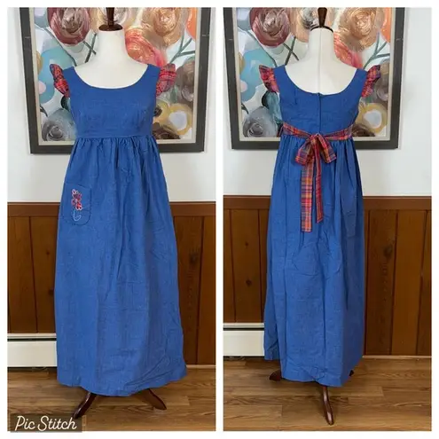 Darling Vintage 1970s Chas L Lewis California Denim Maxi Dress! Blue Size M