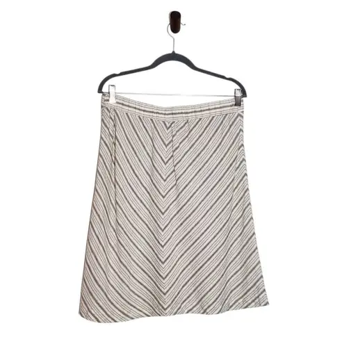 For Cynthia Taupe and Cream Linen Chevron Stripe Skirt NWOT Size Large