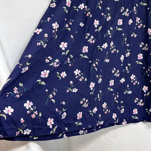 VTG TR Bentley Plus 24 Blue Pink Floral Midi Skirt Summer Resort Cottage Fairy