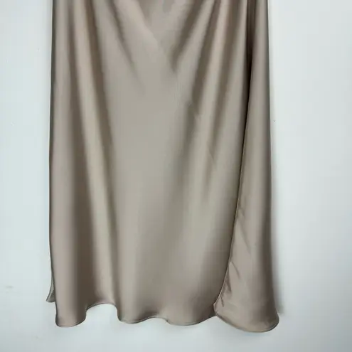 ZARA NWT  Satin Midi Skirt Sz XS Champagne Ruched Pleated High Rise Waist