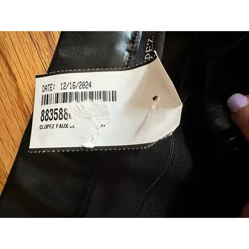 Colleen Lopez Black Faux Leather Midi Pencil Skirt with Slit Medium NWT