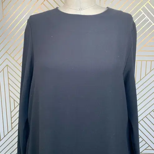 COS Black Wool Contrast Hem Long Sleeve Dress