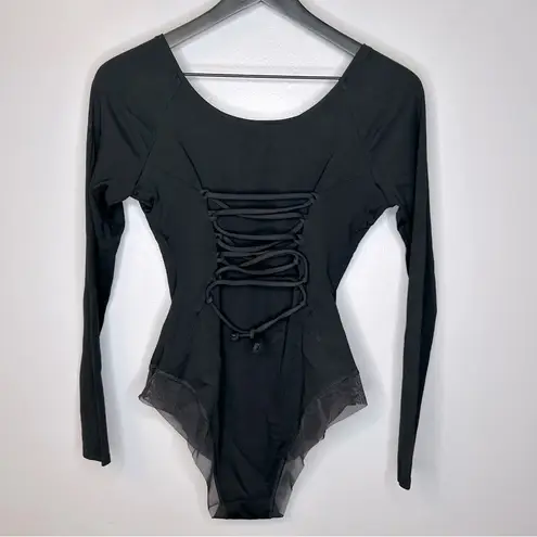 TA3 Black Long Sleeve Corset Bodysuit Size M Size M