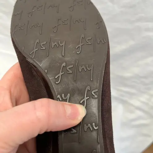 Fs / Ny Womens Brown Suede Cap Toe Wedge Shoes Size 9.5 Made In Spain