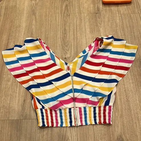 RTR Color Me Courtney Holly Ruffle Top size 4/ Small White