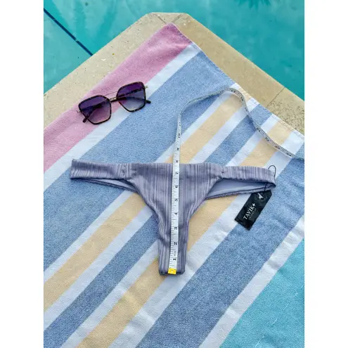 *NWT, Womens, Tavik Bella Bikini Bottom, Ribbed Thong, Cheeky, Lilac Gray, Sz M Size M