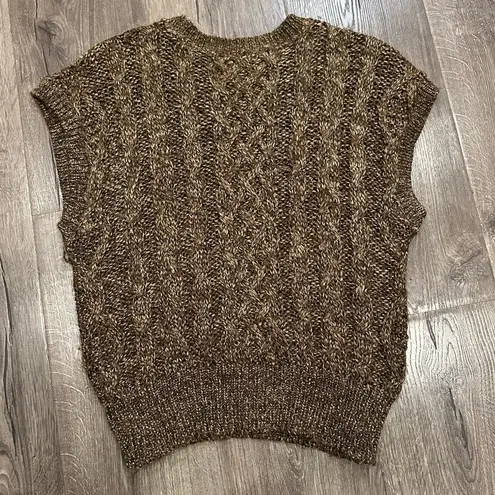 Vintage John Meyer Womens Sweater Vest Tank Top Sz Pet Medium Brown Cable Knit