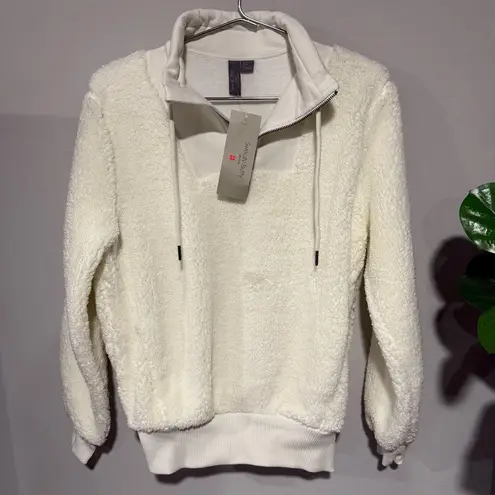 Sweaty Betty NWT WHITE SHERPA QUARTER ZIP PULL OVER SIZE SMALL