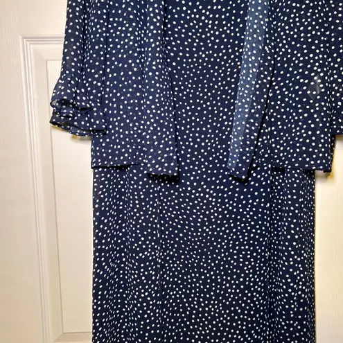 Vintage Appleseeds Blue White polka dot dress jacket women's 12 classic career