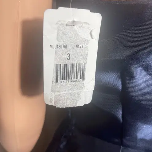 Midnight Doll Midnight Blue Juniors Size 3 Rhinestone Elegant One-Shoulder Mini Navy Dress NWT