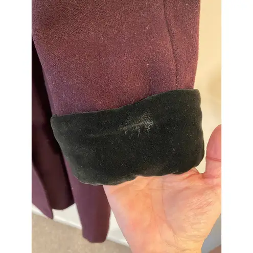 Herman Kay Women's Wool Blend Coat 8P Hooded Button Front Plum Purple Red