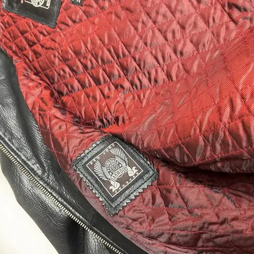 FLYING BIKES Oakwood Black Leather Moto Jacket Motorcycle Womens Size Medium