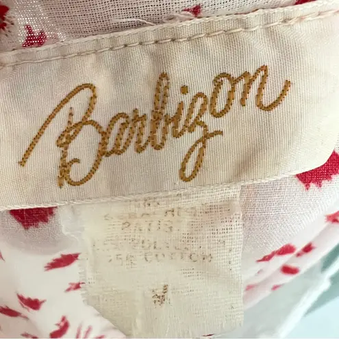 Vintage 1960s Barbizon Seraphim Batiste Red & White Floral Long Nightgown Medium