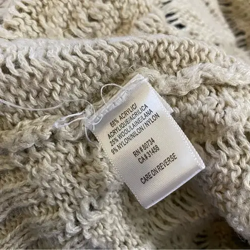 To The Max Wool Blend Open Knit Long Cardigan Sand M Tan Size M