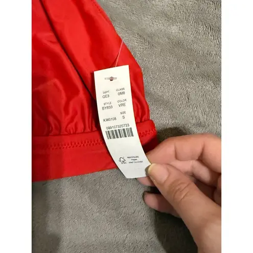 NWT J.Crew Halter Tie Bikini Top Small Red Lined Beach Swim Classic Ocean UPF