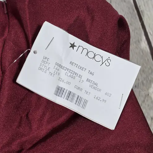 Cynthia & Sahar *Flawed* Mermaid Dress with Slight Train in Cabernet CS108 XL Red