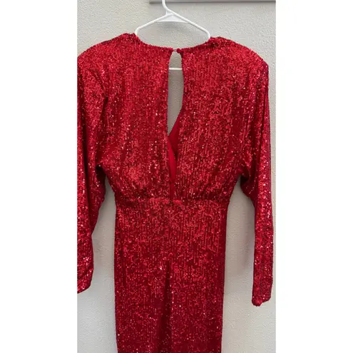 NWOT Alexia Admor Silena Surplice Midi Dress Red Sequin V