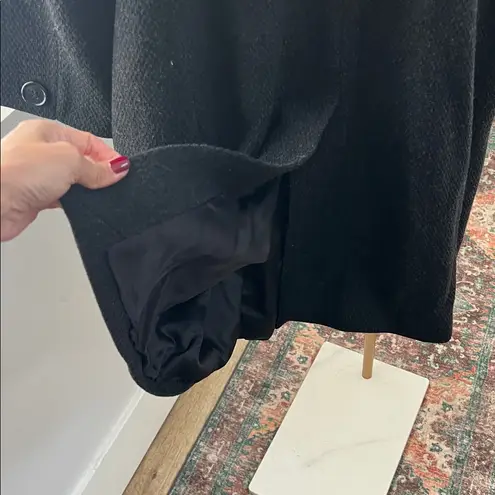 United Colors Of Benetton Tweed Wool Blend Coat Dark Gray Black EU 44 / US XXS