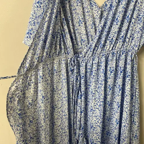 Pinkblush MATERNITY AND POST PARTUM WRAP DRESS BLUE FLORAL PRINT V BACK AND TRUE WRAP