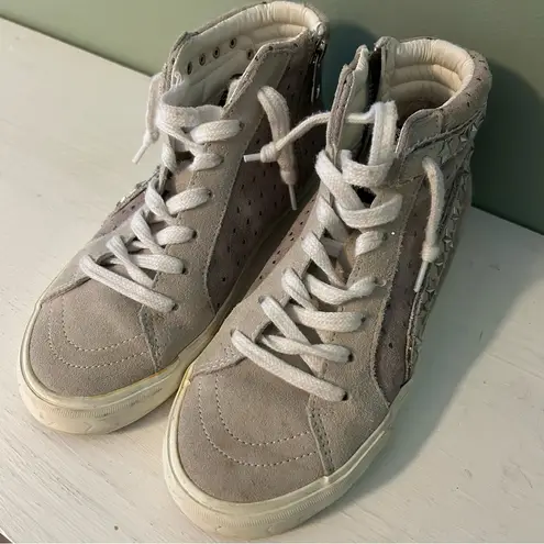 Vintage Havana High-Top Sneakers with Star Studded Accents Silver