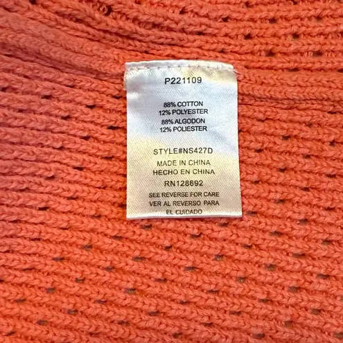 Madden NYC Coral Crochet Knit Midi Dress Spaghetti Straps Side Slit Size M Orange Size M